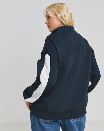 Navy Stripe Zip Through Sweatshirt