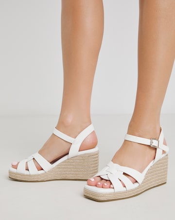Decadence Woven Raffia Wedge Sandals Wide E Fit