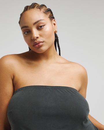 Charcoal Grey Premium Jersey Bandeau Maxi Dress