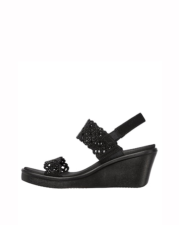 Skechers Black Rumble On Sassy Dayz Wedge Sandals- Wide Fit (E)