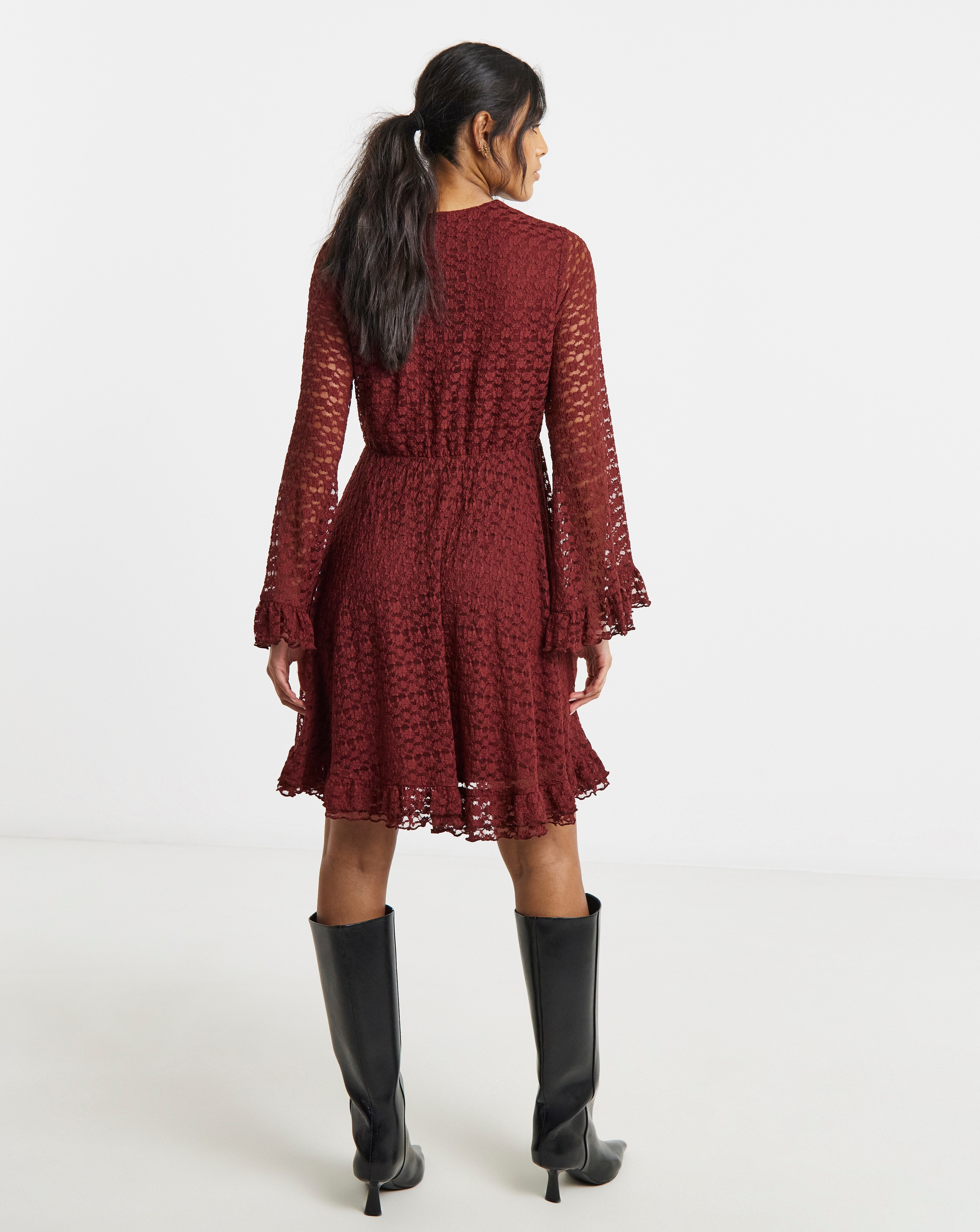 burgundy skater dress uk Carven burgundy skater style mini dress StyleSwap