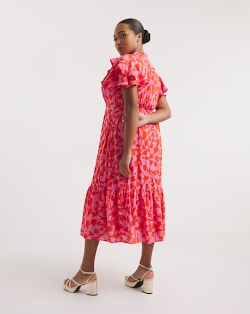 Joanna Hope Printed Tie Neck Midi Dress