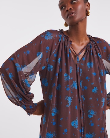 Simply Be Floral Print Mesh Smock Dress