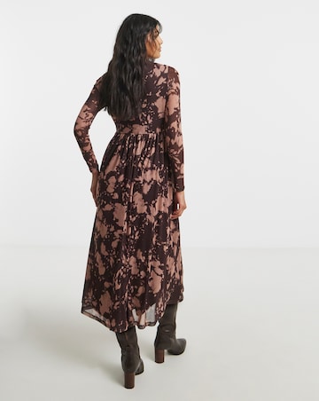 Simply Be Pink Blur Print Mesh Midi Dress