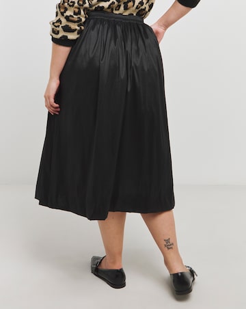 Black Taffeta Woven Full Maxi Skirt