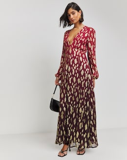 Ombre Jacquard Foil Maxi Dress