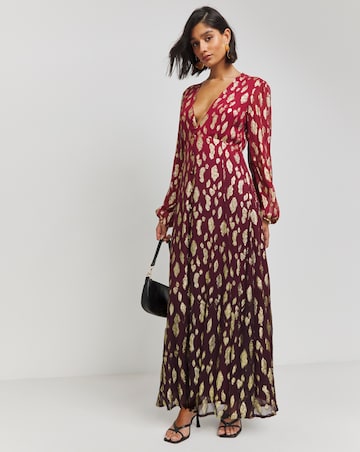 Ombre Jacquard Foil Maxi Dress
