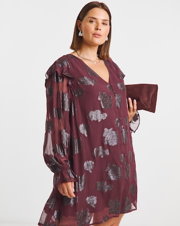 Simply Be Plum Jacquard Smock Dress