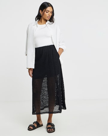 Simply Be Black Lace Midaxi Aline Skirt