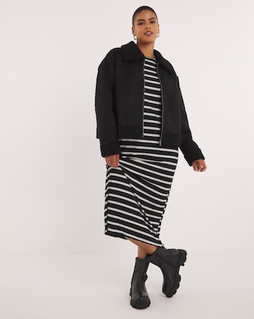 Black Zip Through Suedette Aviator