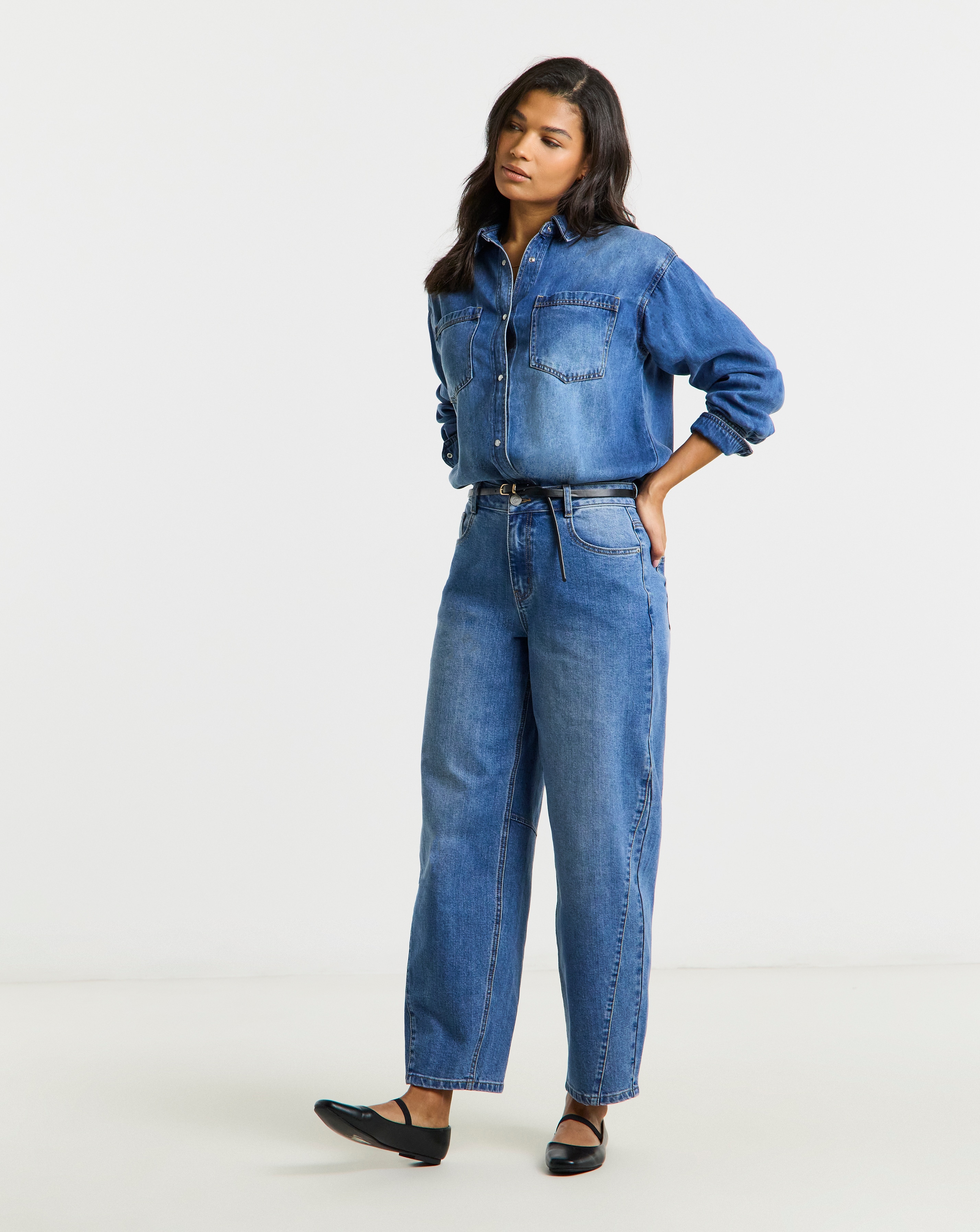 Mid Blue Ultimate Denim Shirt | Simply Be