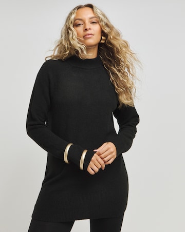 Black Satin Bow Back Longline Jumper