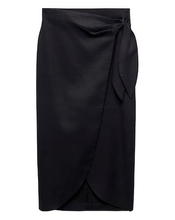 Mango Bow Wrap Linen Skirt