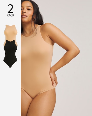 MAGISCULPT Light Control (2 Pack) Smoothing Racer Bodysuits Black/Latte