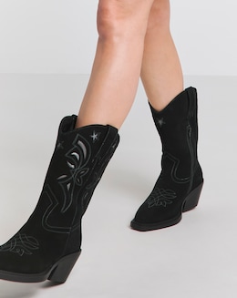 Rowan Suede Cut Out Detail Western Boots - Extra Wide Fit (EEE) &amp; Standard Calf