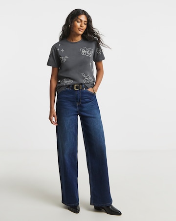 Slate Grey Western Embroidered T-Shirt