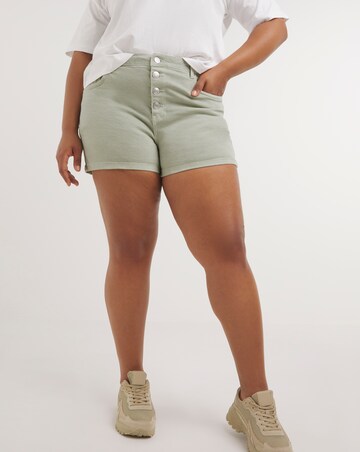 Mint Button Front Denim Shorts