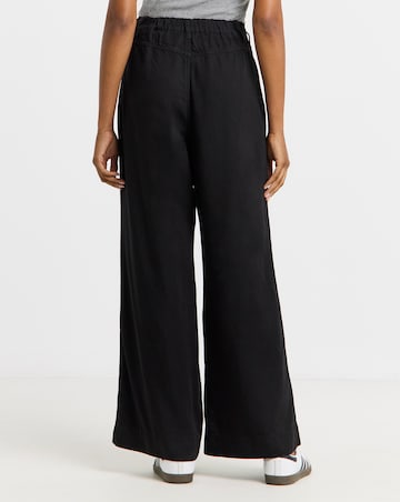 Simply Be Black Lyocell Pleat Detail Wide Leg Jeans