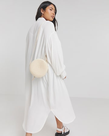 Simply Be Ecru Longline Crinkle Long Sleeve Shirt