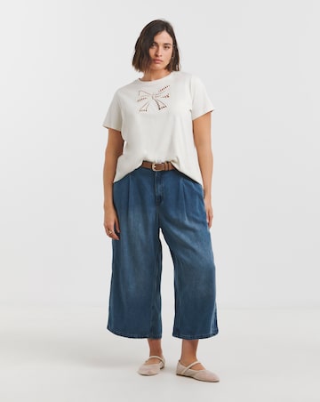 Simply Be Indigo Crop Wide Leg Jeans with Tencel TM Lyocell