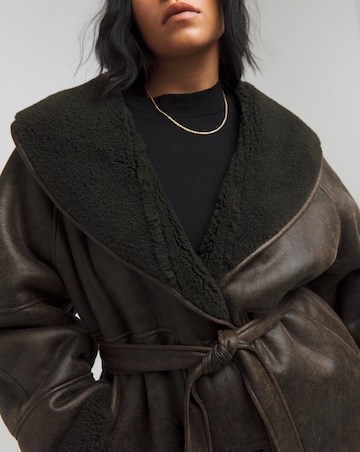 Dark Brown Shawl Collar Aviator