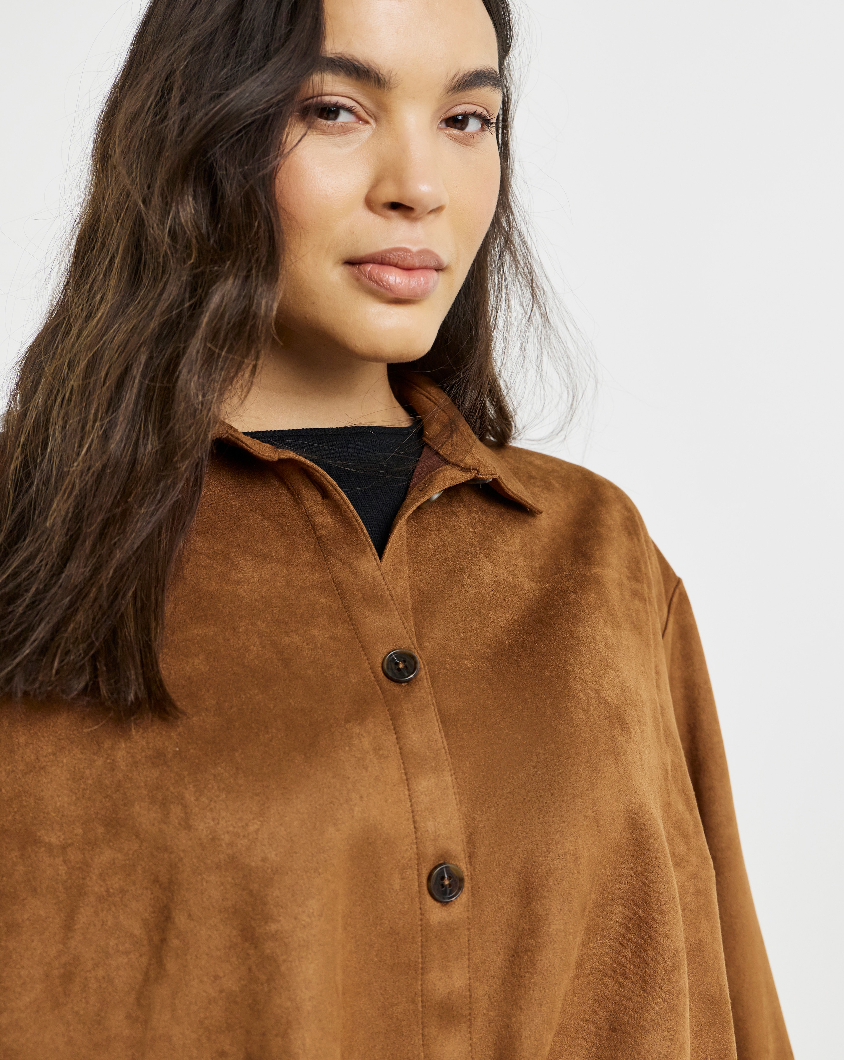 Simply Be Tan Suede Oversized Shirt | Simply Be
