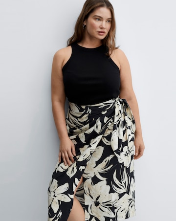 Mango Pareo Floral Wrap Midi Skirt