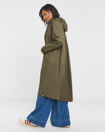 Simply Be Khaki Longline Rubberised Raincoat