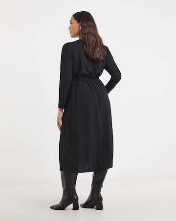 Black Historic Detail Crepe Midi Dress
