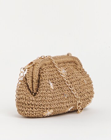Raffia Star Studded Clutch Bag