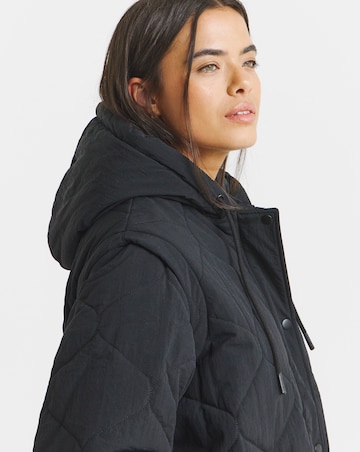 Black Quilted Hybrid Jacket/ Gilet