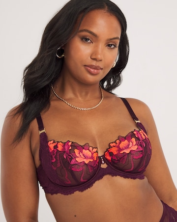 Ann Summers Luminescent DD+ Balcony Wired Bra Purple Multi