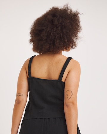 Black Linen Look Cropped Cami