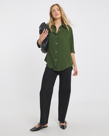 Simply Be Black Bow Button Detail Shirt