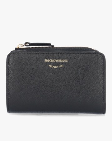Emporio Armani Bifold Black Tumbled Leather Zip Around Wallet