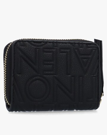 Valentino Bags Pansy Debossed Logo Black Zip Around Purse