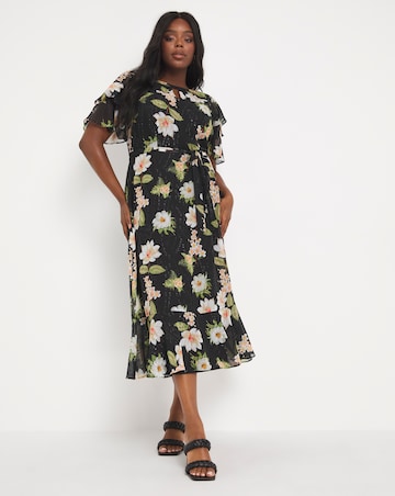 Joanna Hope Dobby Spot Tie Waist Maxi Dress