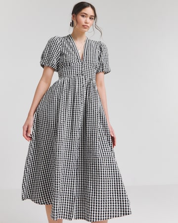 Nobody's Child Black Gingham Check Starlight Midi Dress