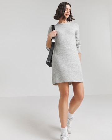 Grey Crew Neck Mini Jumper Dress