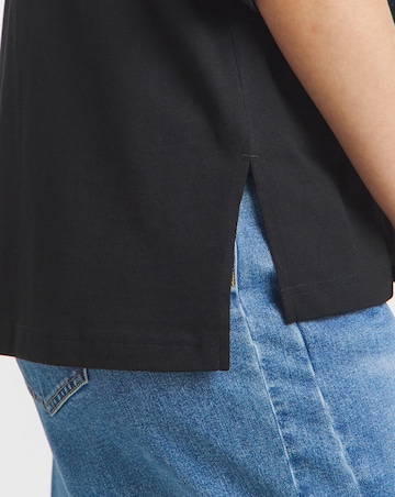 Black Raglan Slouchy Pure Neck T-Shirt