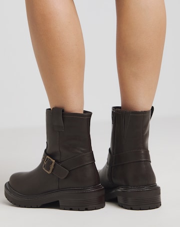 Vada Classic Multi Buckle Biker Boots Extra Wide EEE Fit