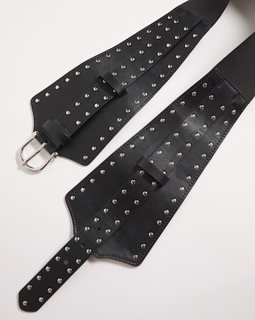 Black Studded Wrap Detail Waist Belt