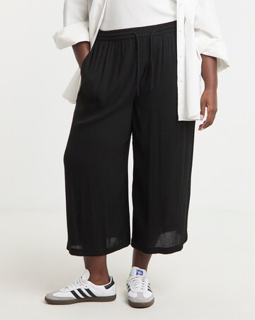 Black Tie Waist Crinkle Culottes