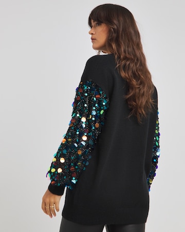 Lovedrobe Disc Sequin Sleeve Jumper