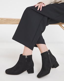 Francesca Low Block Heel Ankle Boots With Zip Detail - Extra Wide Fit (EEE)