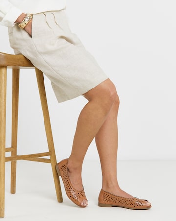 Elwood Lasercut Detail Leather Peep Toe Shoes - Extra Wide Fit (EEE)