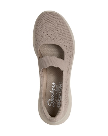 Skechers Taupe Bedford Slip On Mary Jane Shoes - Standard Fit (D)