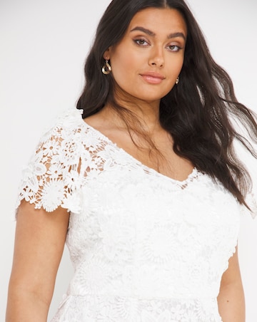 Joanna Hope Ivory 3D Lace Midi Dress