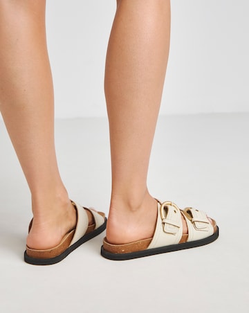 Hanoi Leather Double Buckle Footbed Sandals Extra Wide EEE Fit