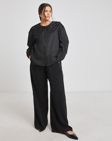 Simply Be Black Broderie Collared Blouse